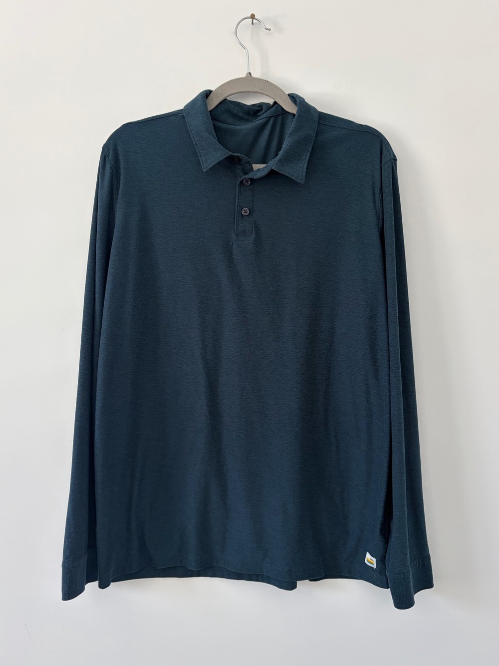 Vuori Long Sleeve Strato Tech Polo Navy Blue Heather Large